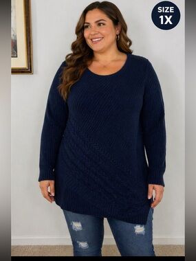 ✨ Westport Navy Knit Sweater | Size 1X | Cozy Chic 💙✨